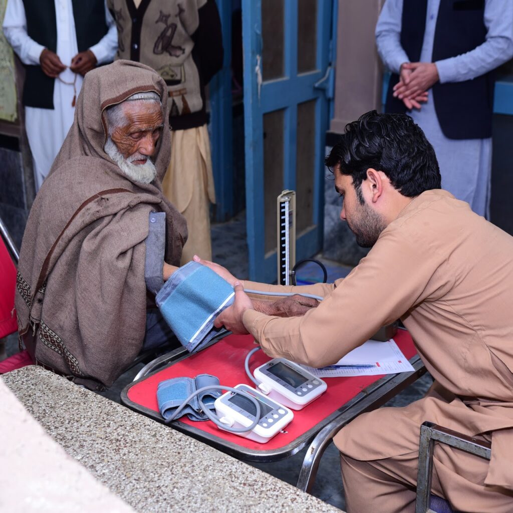 old man getting checked